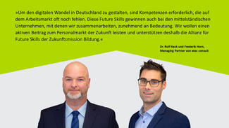 Dr. Rolf Keck & Frederik Horn (etec consult): "Wir wollen einen aktiven Beitrag zum Arbeitsmarkt der Zukunft leisten und unterstützen deshalb die Allianz für Future Skills."