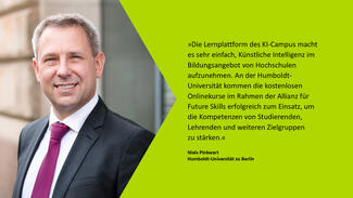 Niels Pinkwart (Humboldt-Universität zu Berlin): "Die Lernplattform des KI-Campus macht es sehr einfach, Künstliche Intelligenz im Bildungsangebot von Hochschulen aufzunehmen."
